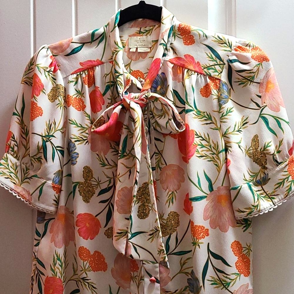 Kate Spade tie neck floral blouse